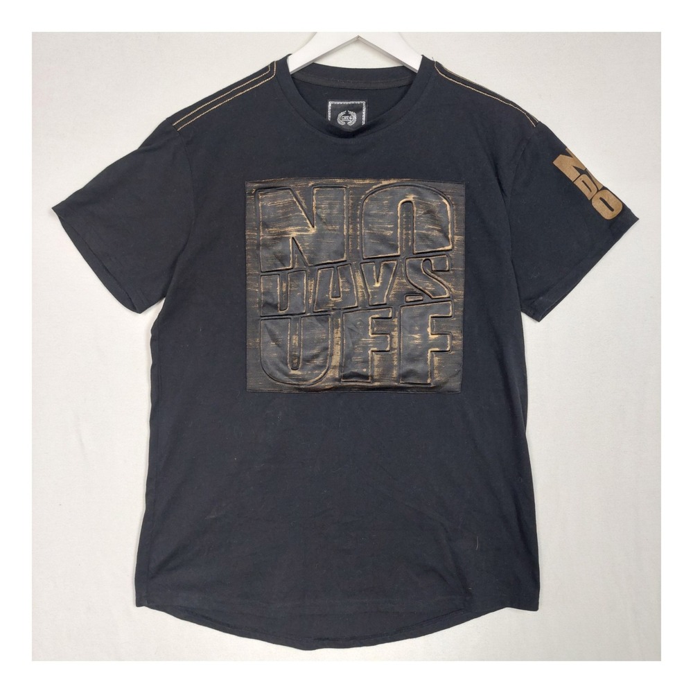 CRZ Yoga Black Gold No Days Off Graphic T-Shirt Medium Short Sleeve Tee
